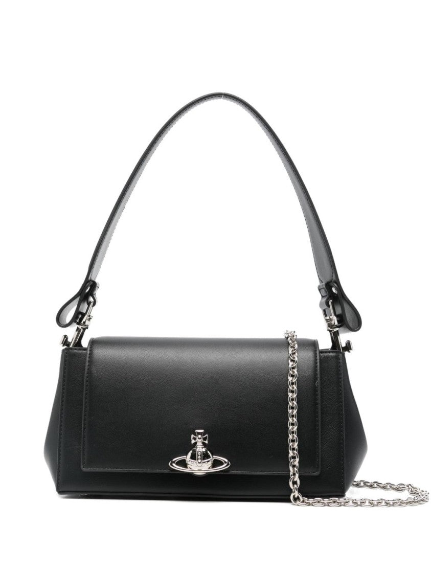 Vivienne Westwood Rectangular Black Handbag With Silver-Tone Emblem