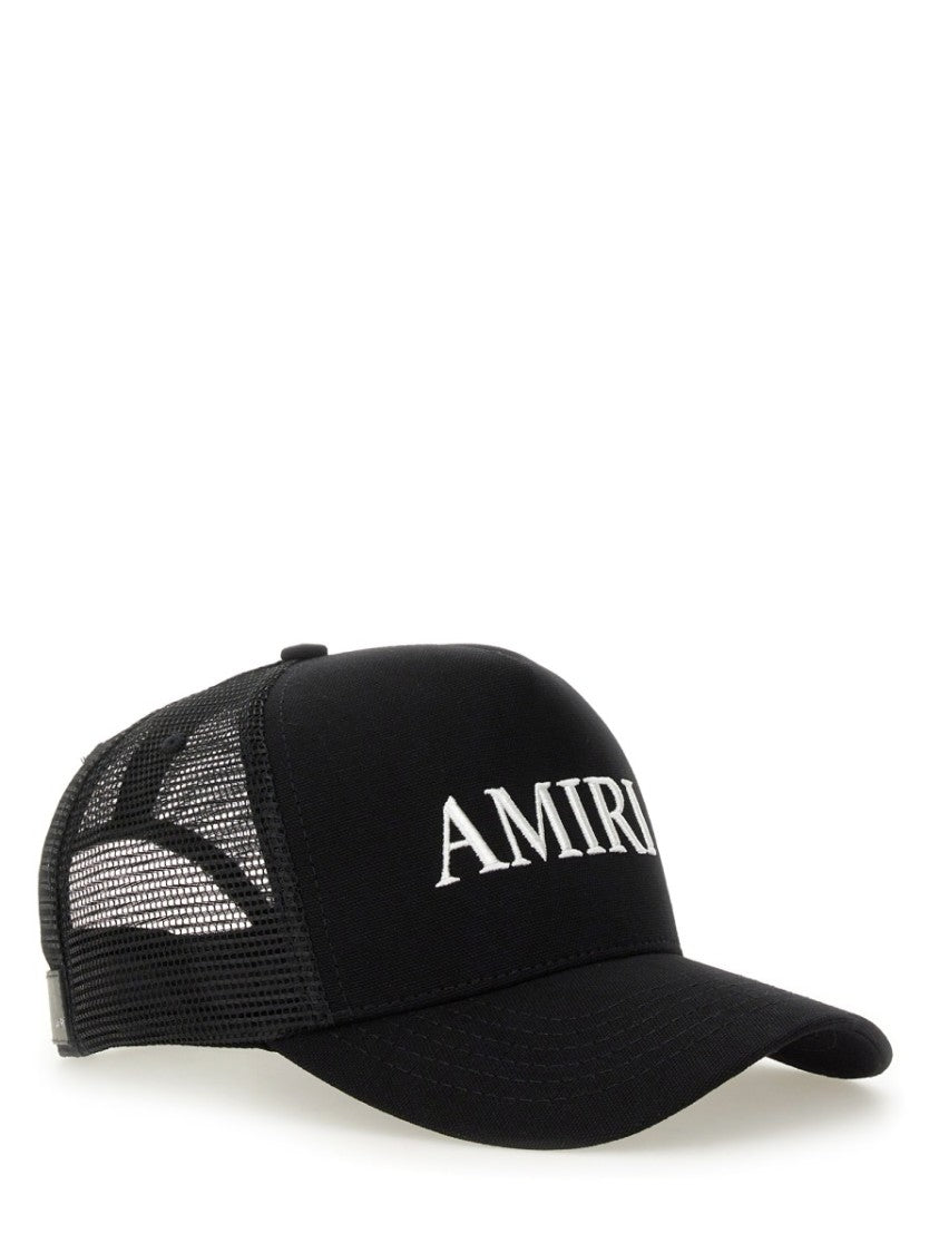 Amiri Black Bold Logo Breathable Mesh Cotton Baseball Cap
