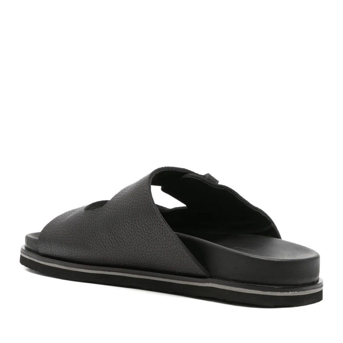 John Harrison Black Adjustable Strap Leather Slippers