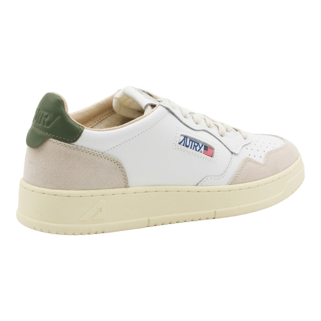 Autry Beige Suede Overlay Green Accent Sneakers