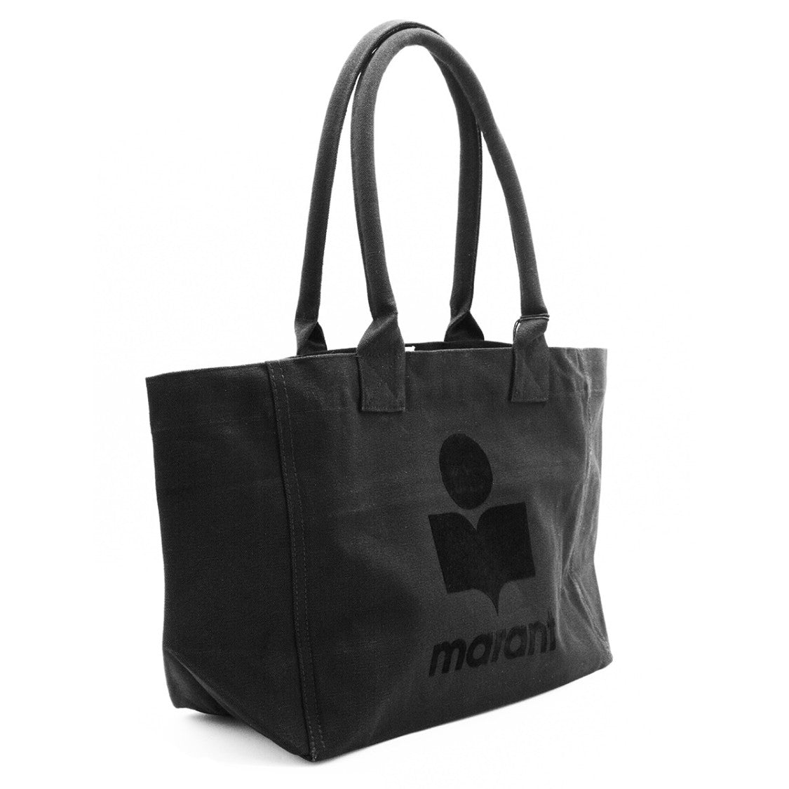 Isabel Marant Black Yenky Logo Stitched Cotton Tote Bag