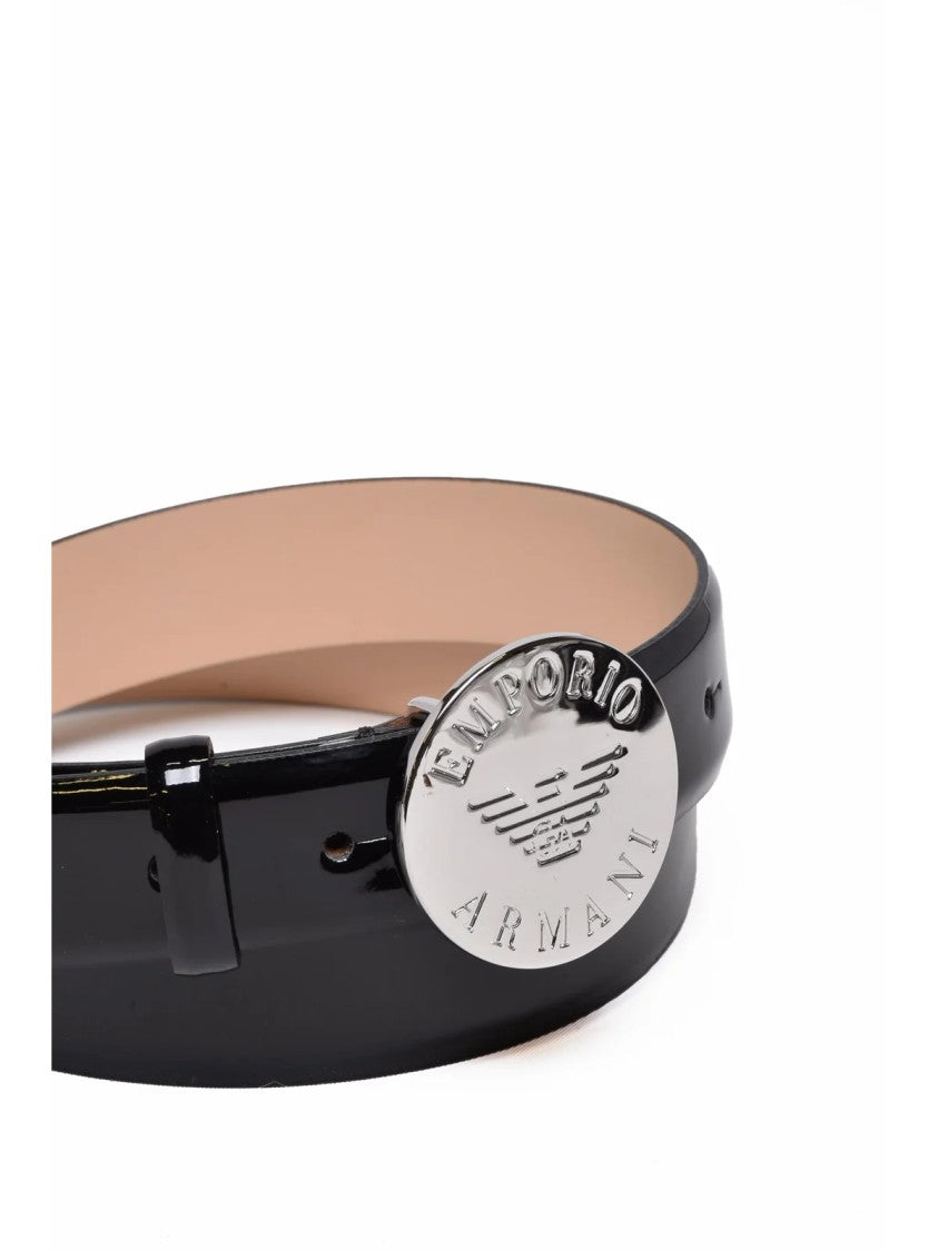 Emporio Armani Black Polyester Patent Belt