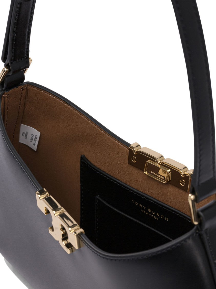 Tory Burch Smooth Black Leather Shoulder Bag
