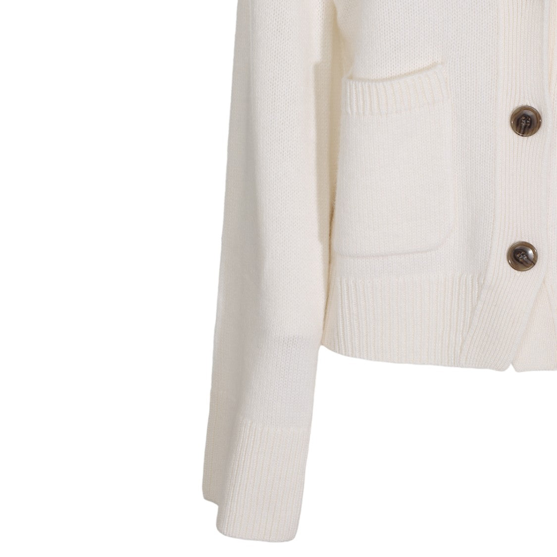 Lisa Yang Creamy Knit Cardigan With Deep V-Neck And Button Details