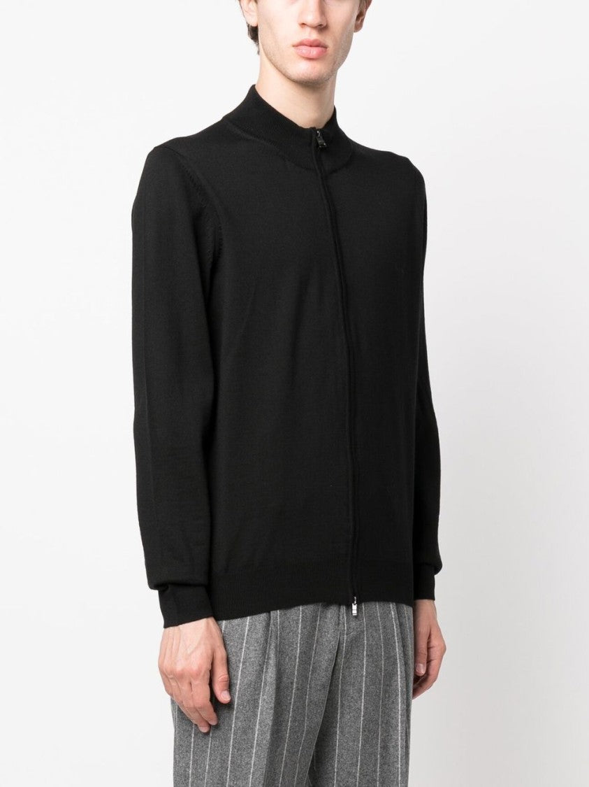 Boss Zip-Up Sweater In 100% Virgin Wool