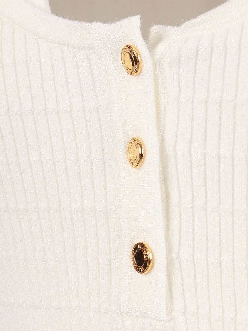 Elisabetta Franchi Ribbed Knit Tricot Racerback Tank Top