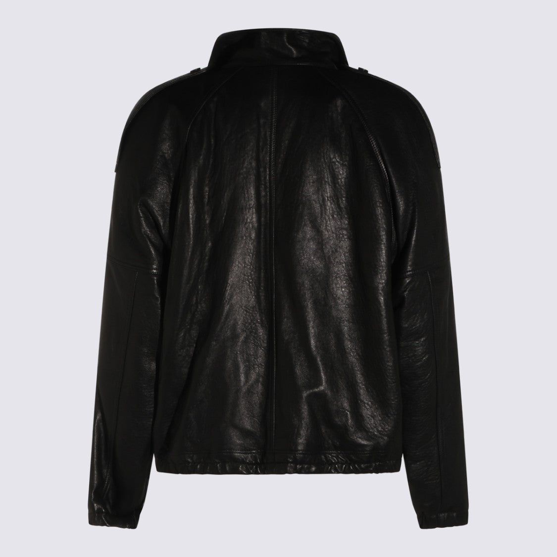 Saint Laurent Sleek Black Leather Jacket With Classic Collar