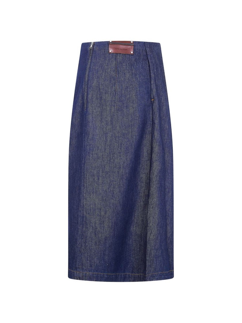 Dries Van Noten Indigo Blue Cotton Denim Skirt
