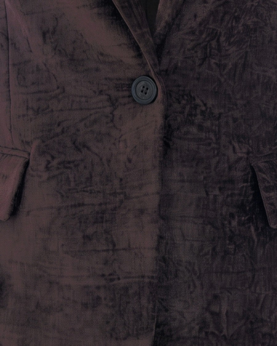 Liu Jo Mole Brown Polyester-Blend Velvet Blazer