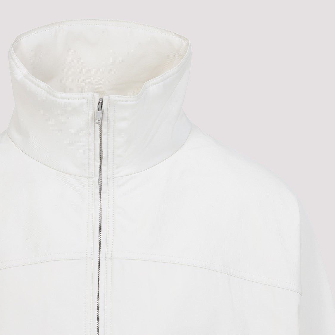 Mordecai High Collar White Jacket With Relaxed Fit