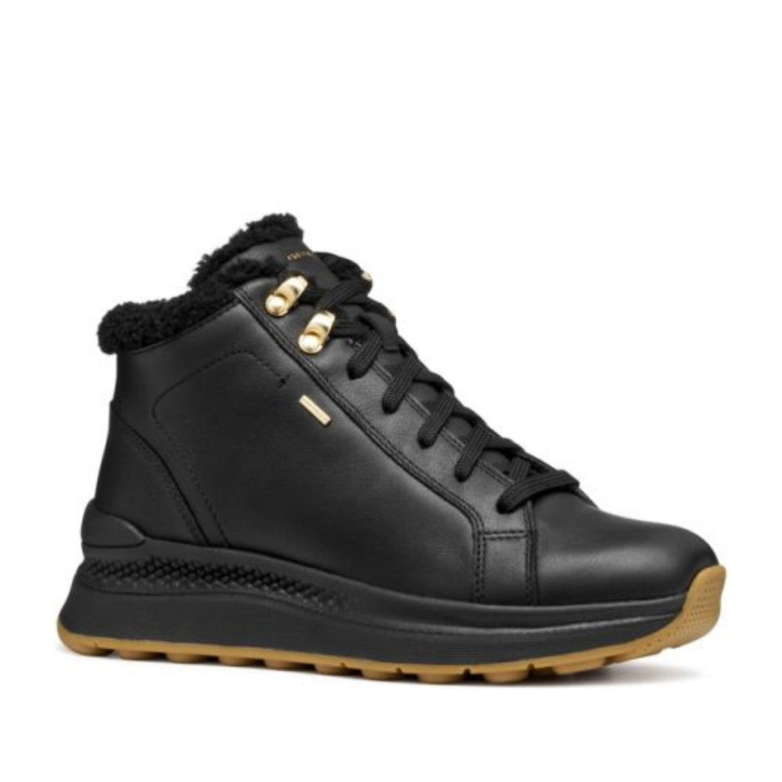 Geox Black Spherica Actif Lace-Up Padded Collar Leather Boots