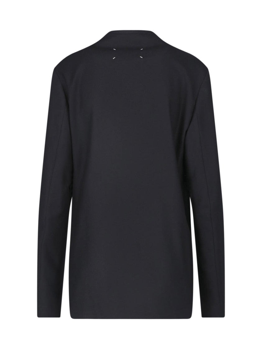 Maison Margiela Black Virgin Wool V-Neck Blazer