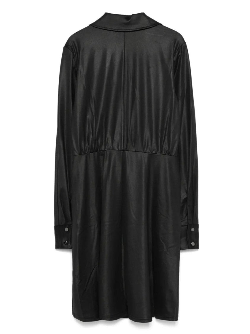 Dkny Long Sleeve Collared V-Neck Midi Dress