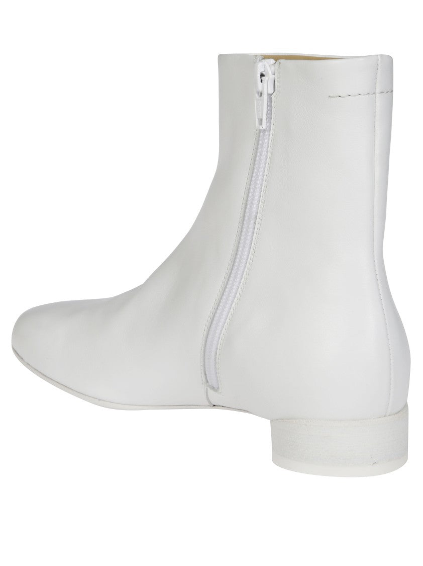 Mm6 By Maison Margiela White Ankle Boots With Smooth Leather Finish