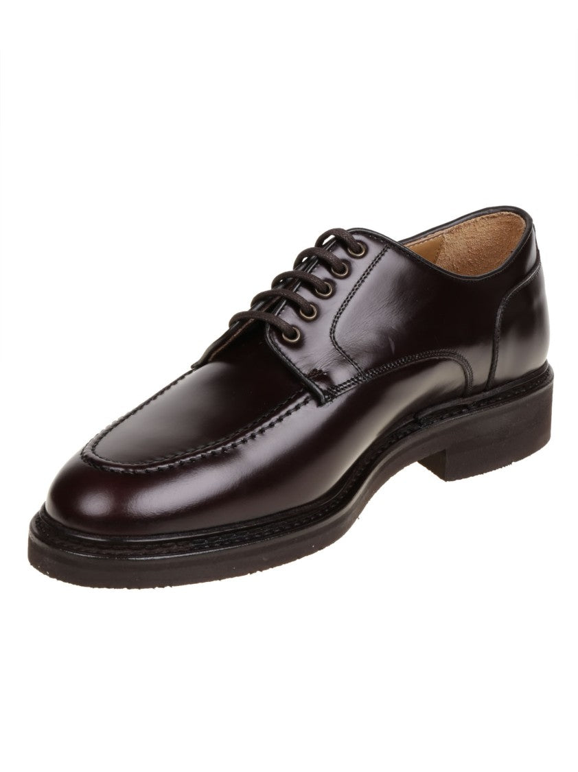 Berwick Brown Derby Shoes With Crokex Leather Finish