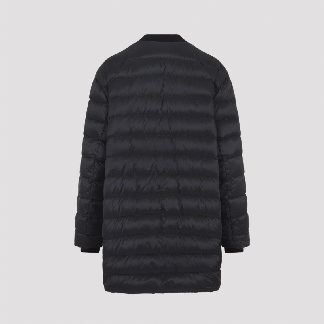 Moncler X Rick Owens Oversized Black Flight Parka With Distinctive Quilted Design