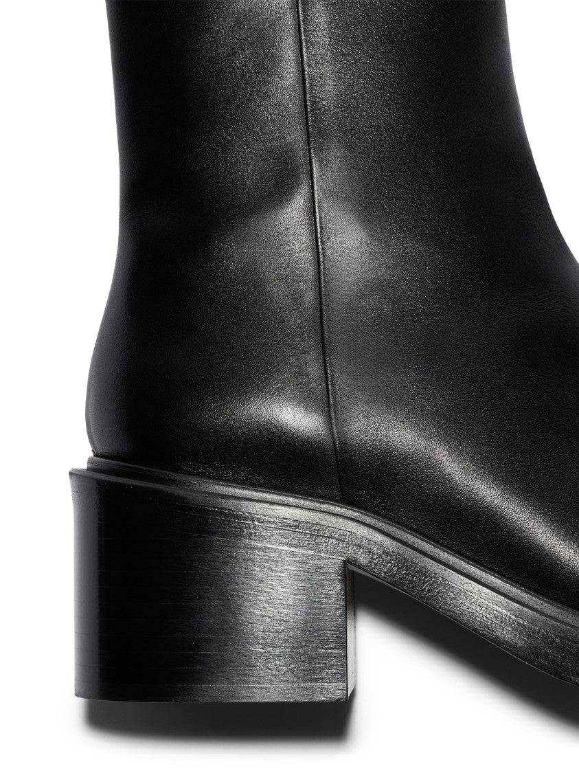 Aeydē Minimalist Black Calf Leather Boots With Square Toe