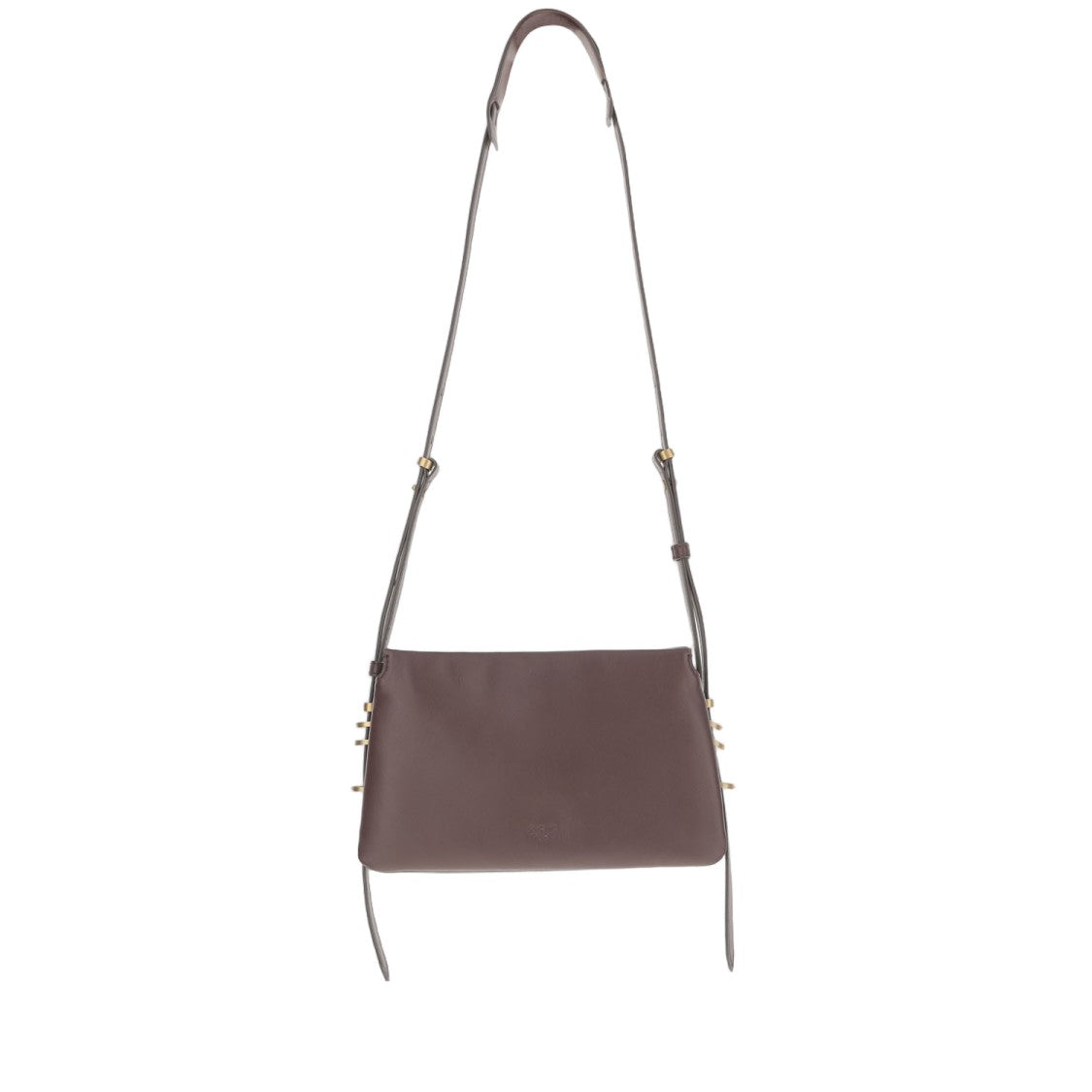 Pinko Bordeaux Calfskin Leather Bag With Love Birds Emblem