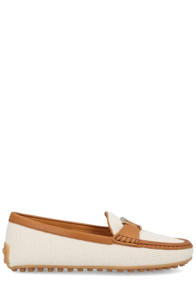 Tod's Textured Fabric Loafers With Leather Trim