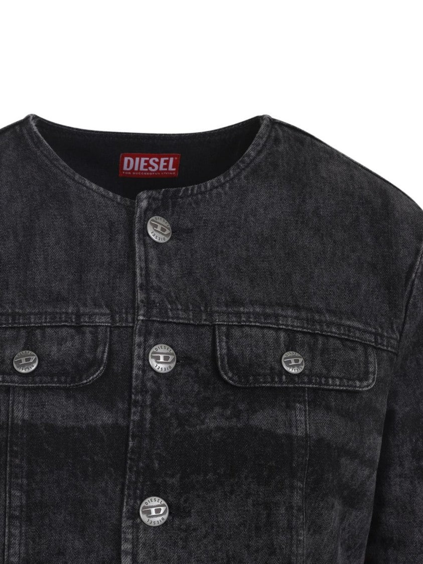 Diesel Cropped Jacket With Distressed Hem