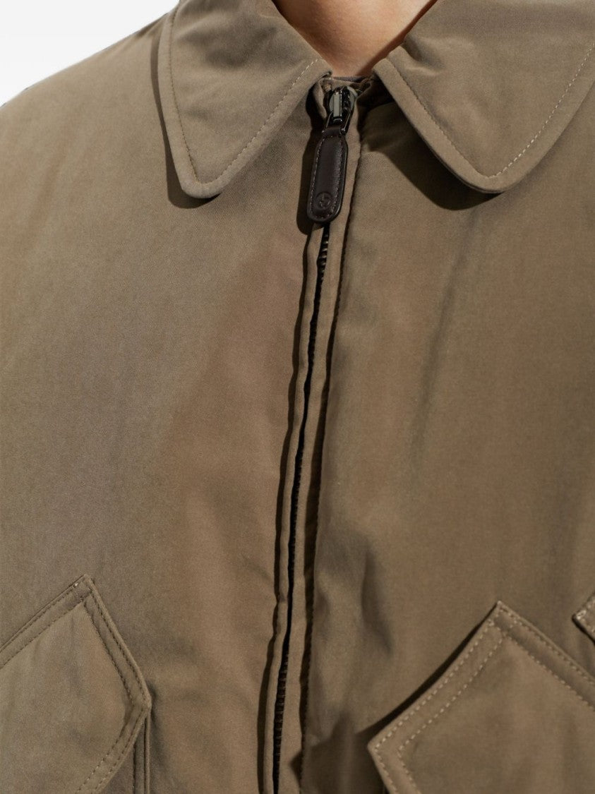 Giorgio Armani Boxy Cropped Zip-Up Oversized Pocket Jacket