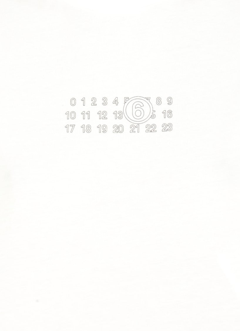 Mm6 By Maison Margiela Cropped White T-Shirt With Contrasting Numeric Logo