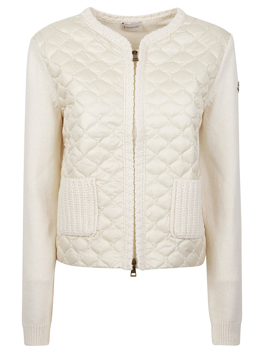 Moncler Tricot Quilted Front Polyamide Cardigan