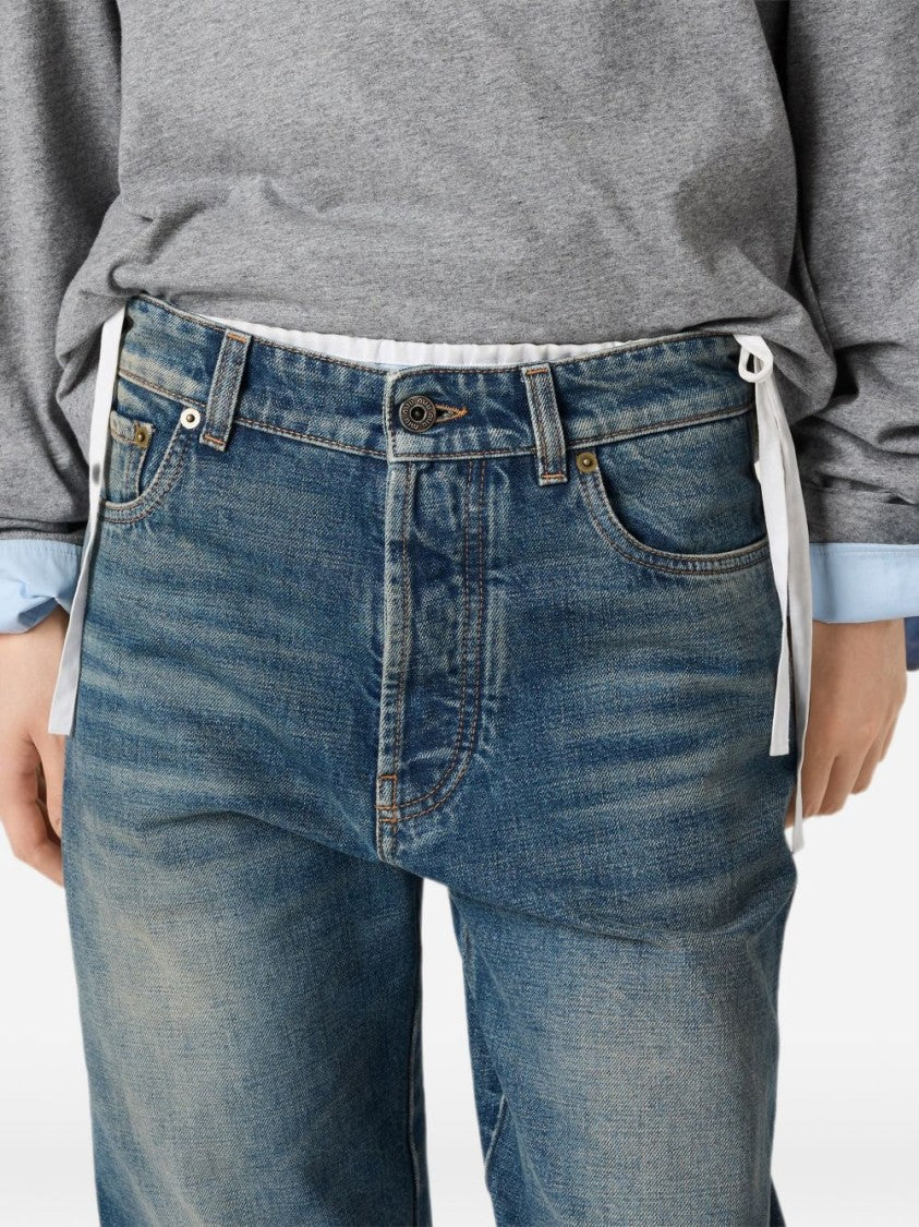 Miu Miu Wide-Leg Denim Five-Pocket Jeans