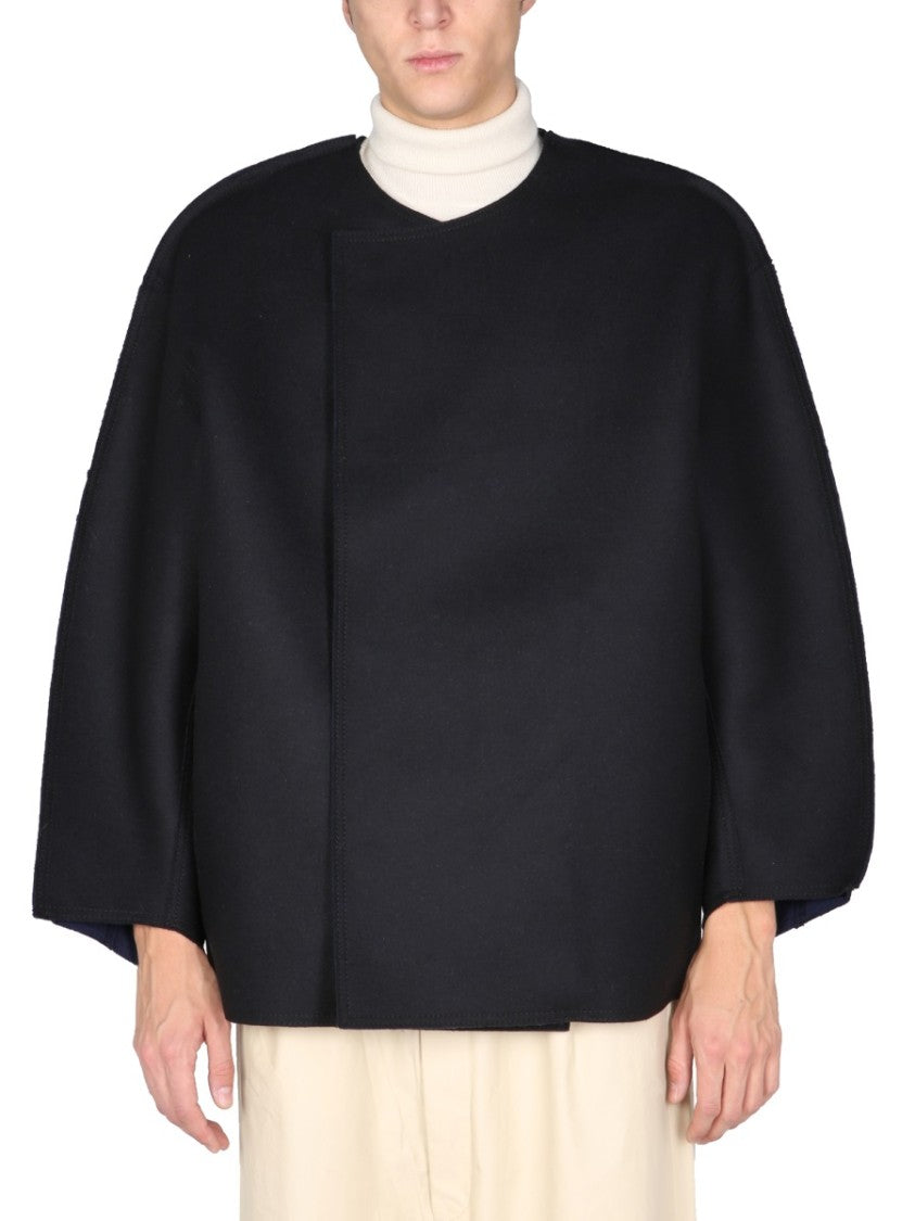 Sunnei Asymmetrical Front Closure Black Coat