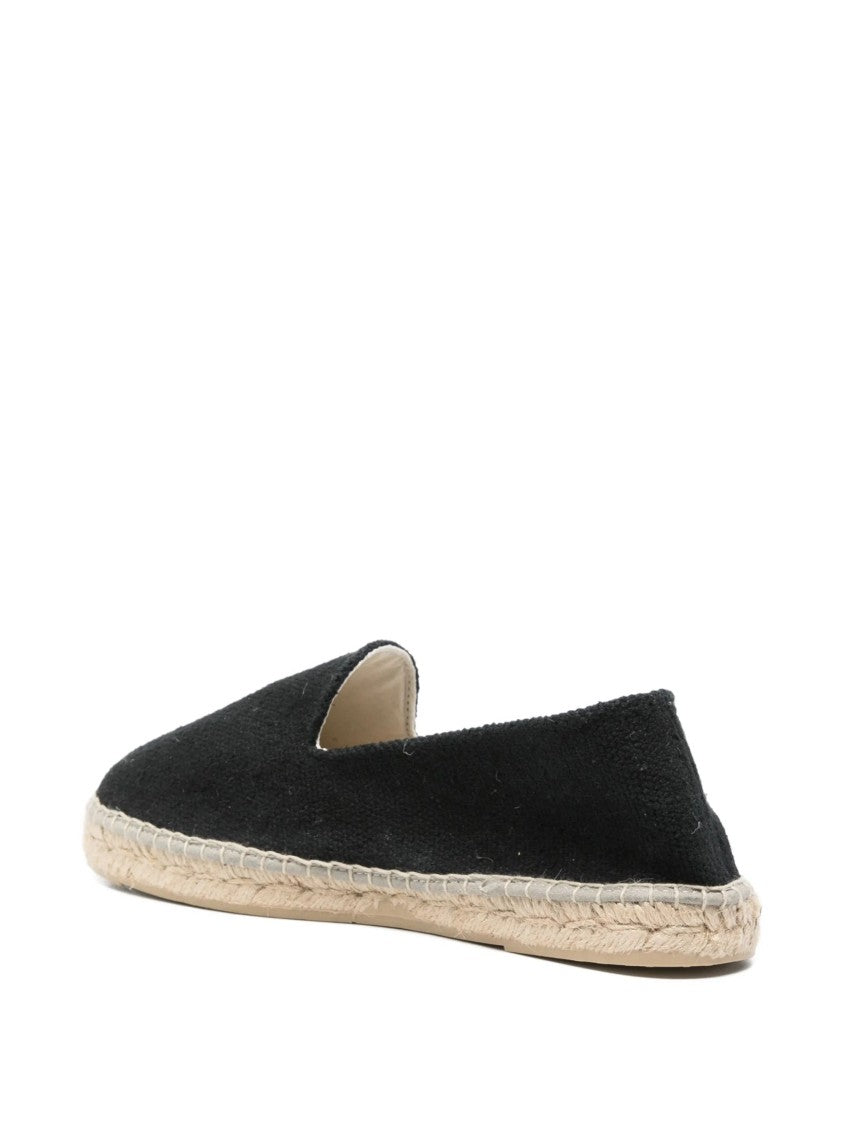 Manebi Coarse-Textured Black Flat Jute Espadrilles