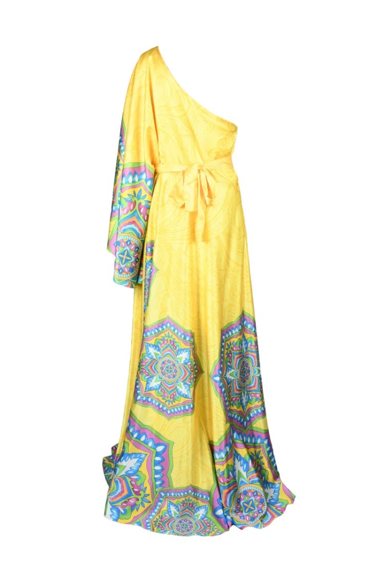 Allure One-Shoulder Long Dress - Yellow