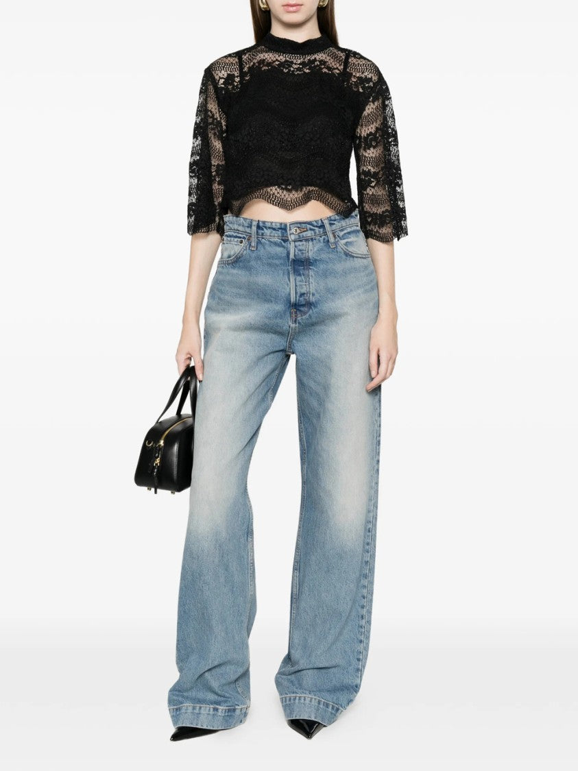 Twin-Set Macramé Blouse With 3/4 Sleeves