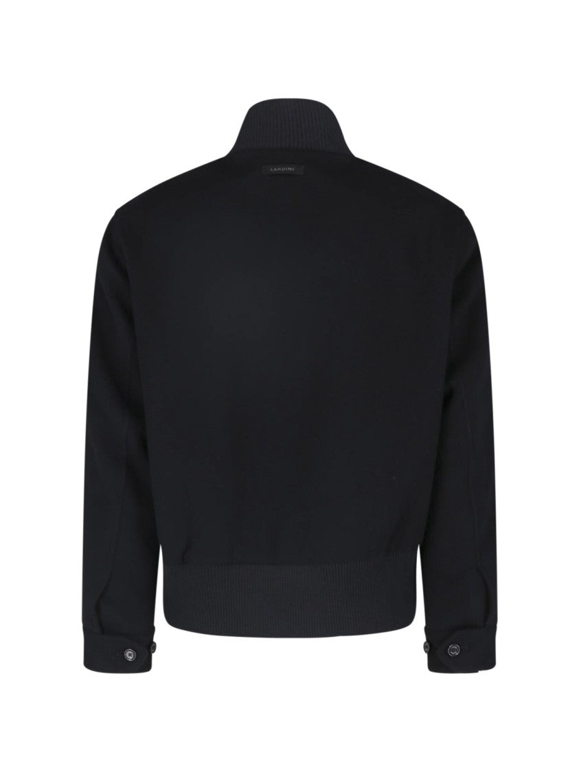 Lardini Cropped High Ribbed Collar Buttoned Cuffs Jacket