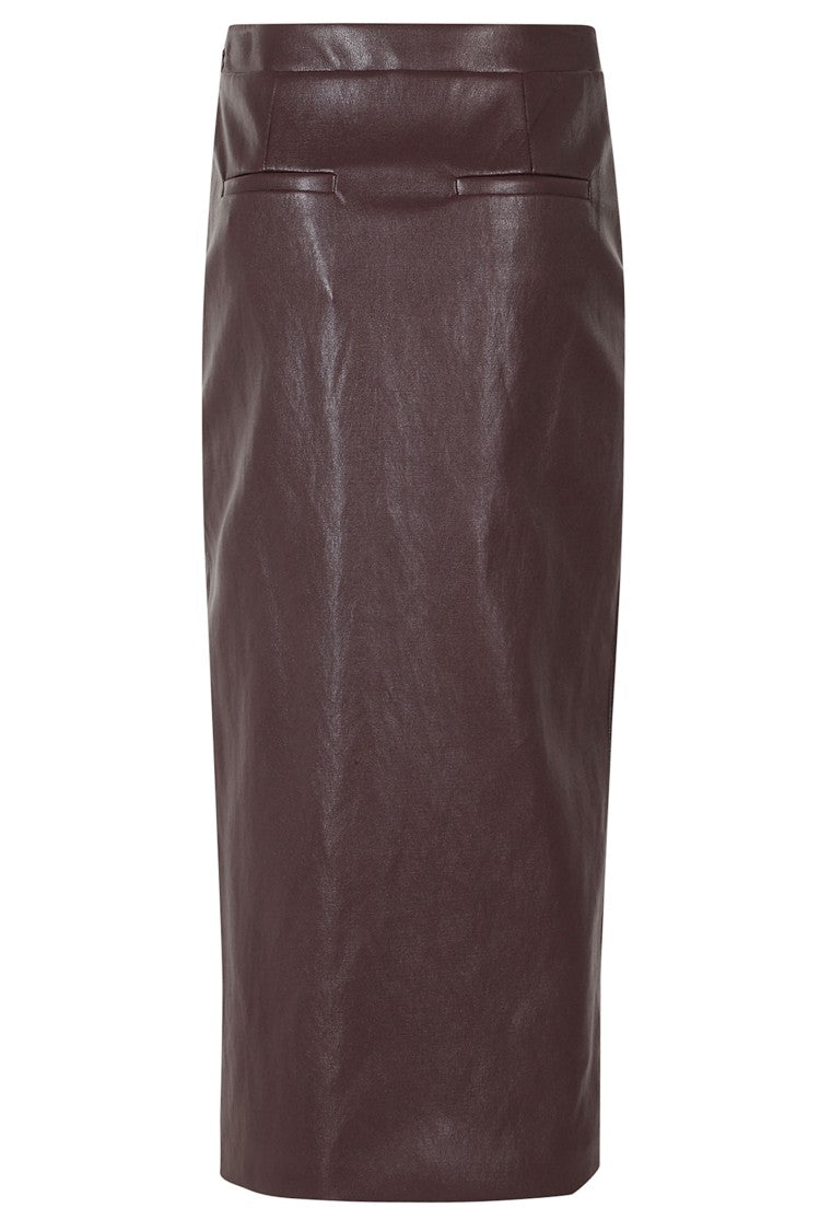 Herno Bordeaux Front Slit Viscose Midi Skirt