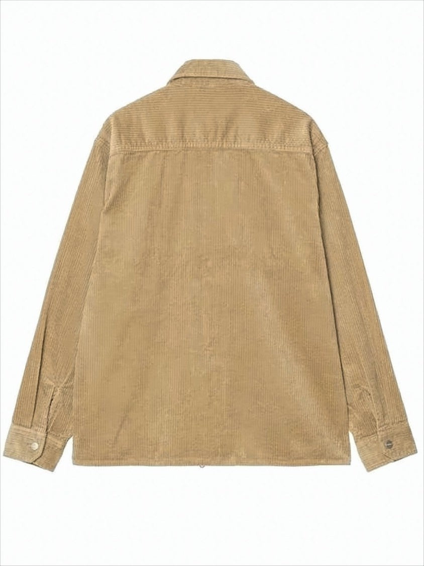 Carhartt Wip Brown Corduroy Jacket With Front Zipper Closure