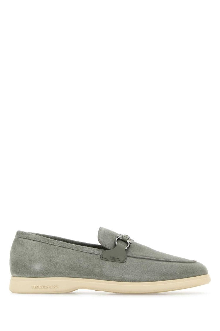 Salvatore Ferragamo Grey Suede Cosimo Loafers