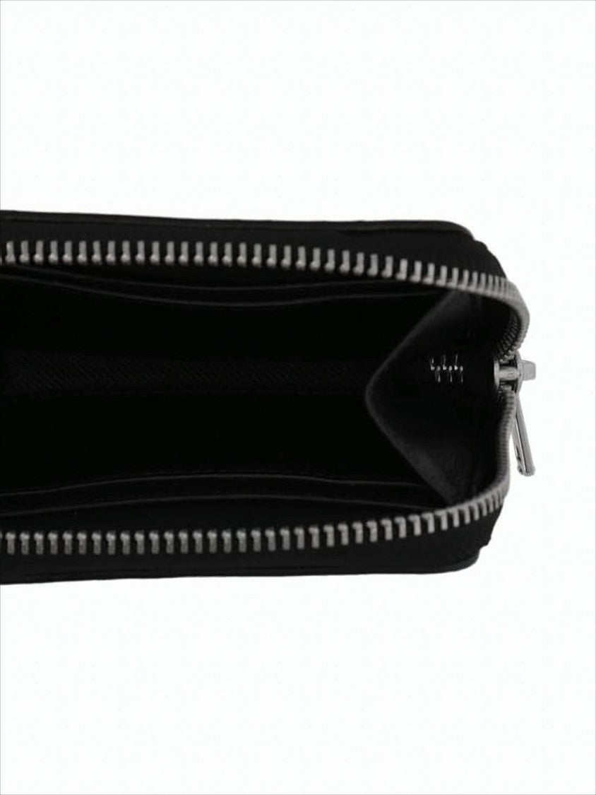 Y-3 Black Cowhide Compact Wallet With Zip-Around Closure