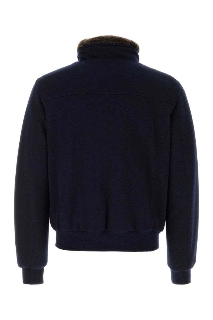 Moorer Navy Blue Wool Blend Bellati Down Jacket