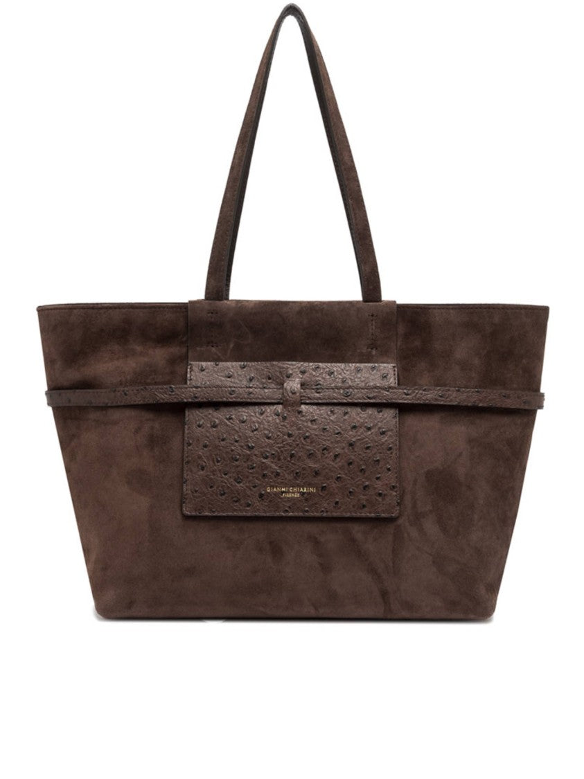 Gianni Chiarini Brown Belty Suede Belt Detail Tote Bag