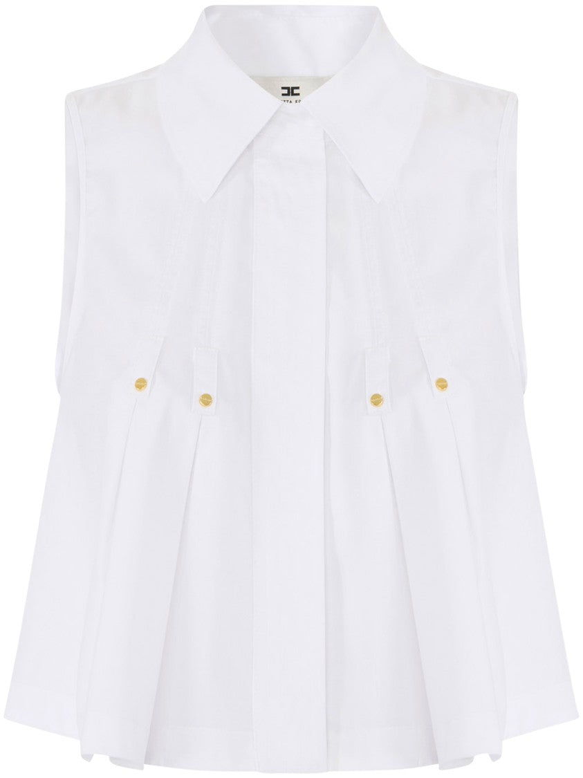 Elisabetta Franchi Sleeveless White Shirt With Pointed Collar