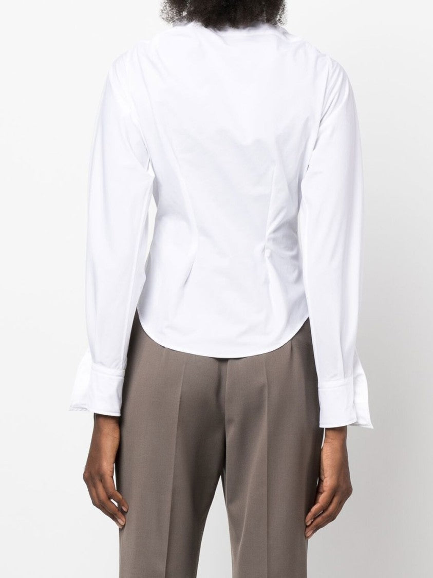 Vivienne Westwood White Draped Asymmetric Collar Poplin Top