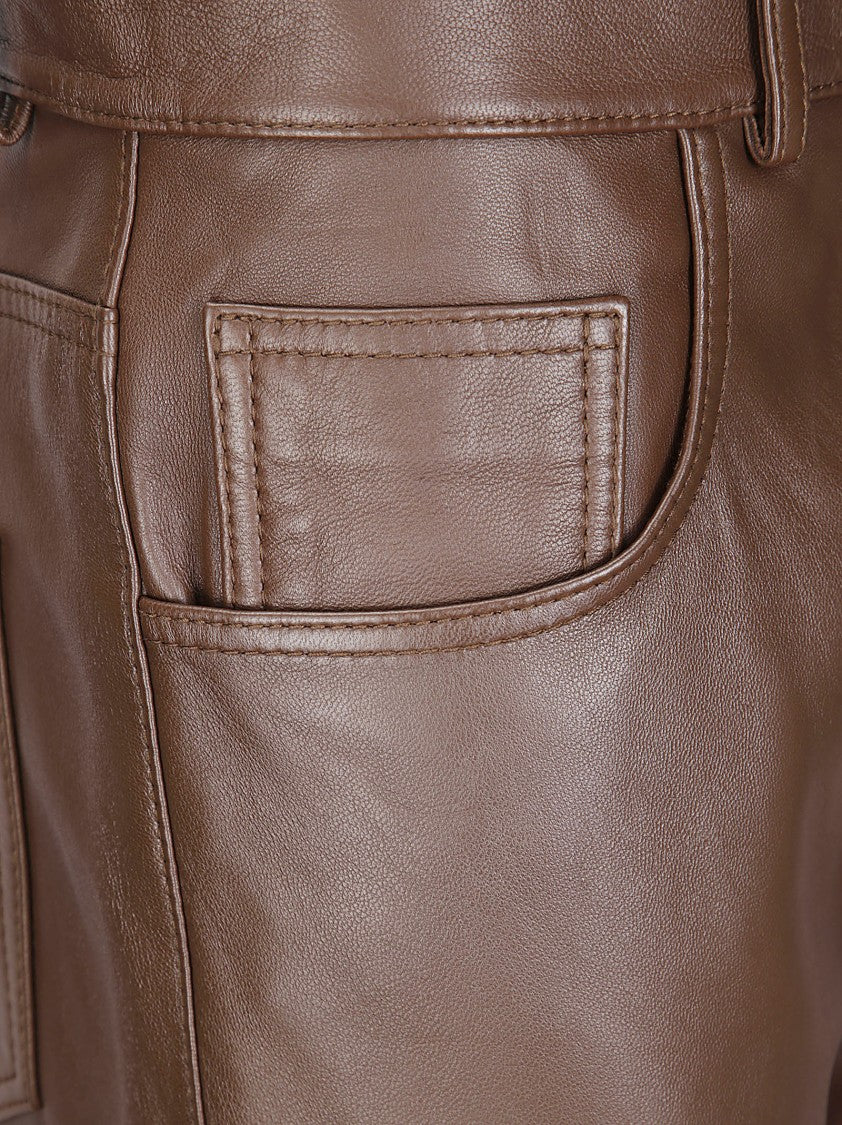 Haikure Straight-Leg Leather Five-Pocket Pants
