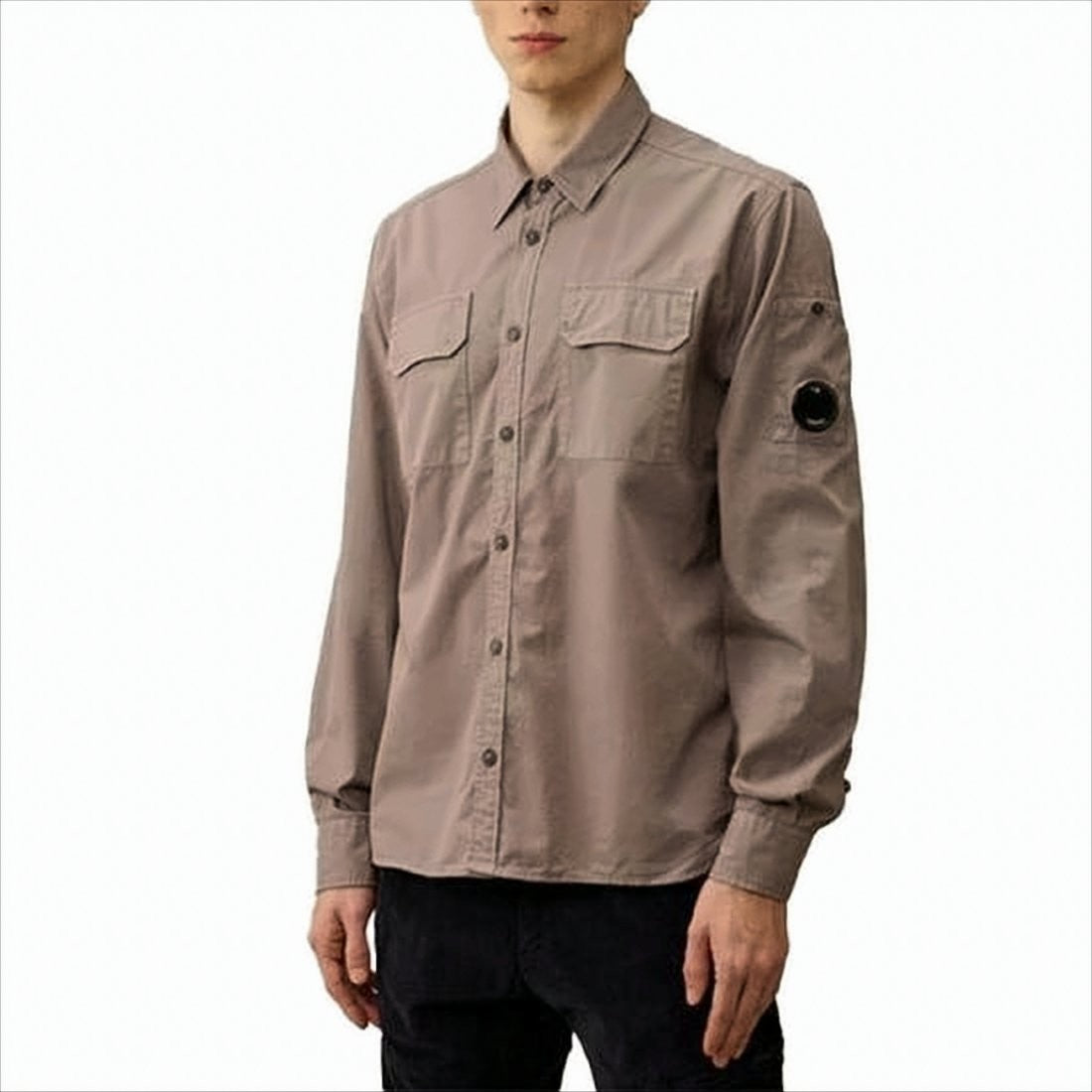 C.P. Company Relaxed Fit Long-Sleeve Shirt With Classic Collar And Signature Patch