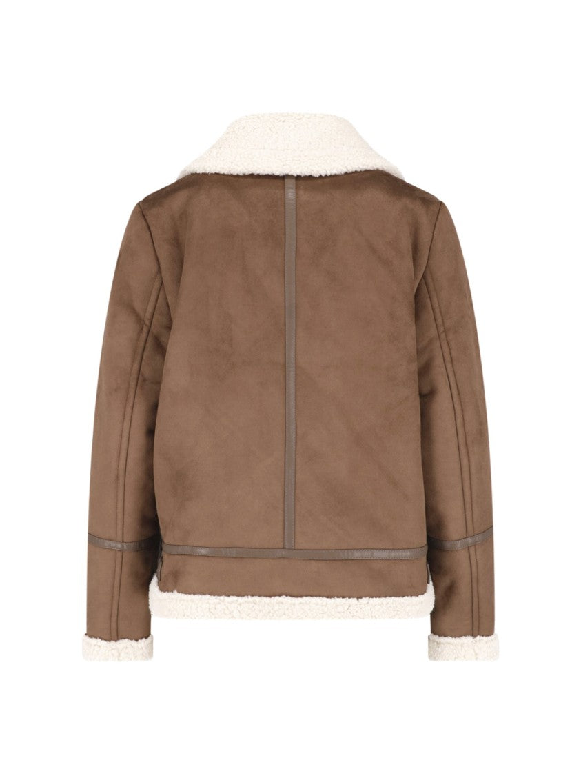 Polo Ralph Lauren Faux Leather Jacket With Shearling Collar And Zip Closure
