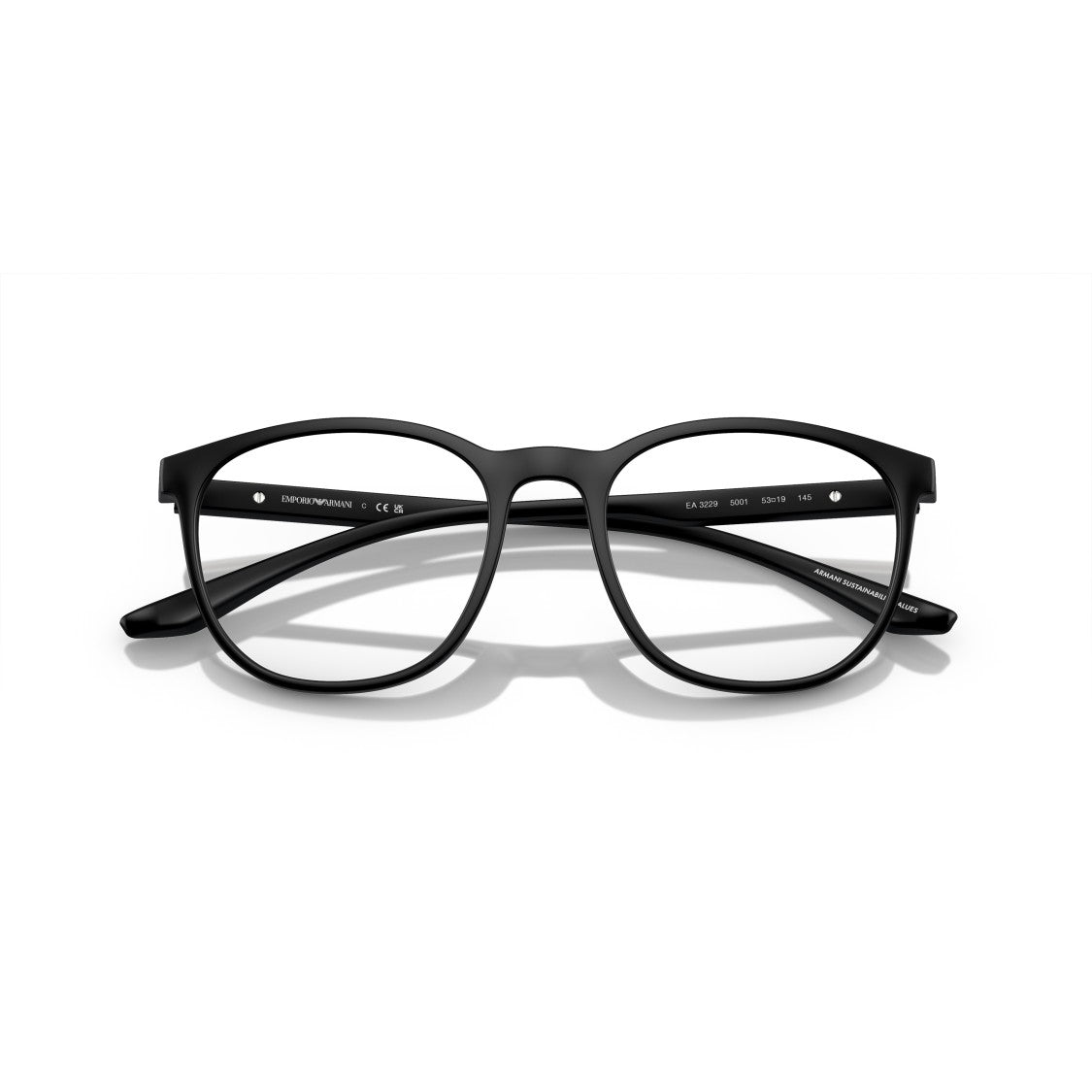 Emporio Armani 0Ea3229 Matte Black Rectangular Frame Eyeglasses