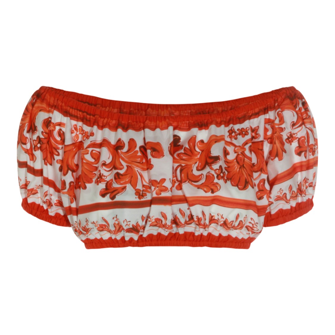 Dolce & Gabbana Off-Shoulder Crop Top With Baroque-Inspired Design