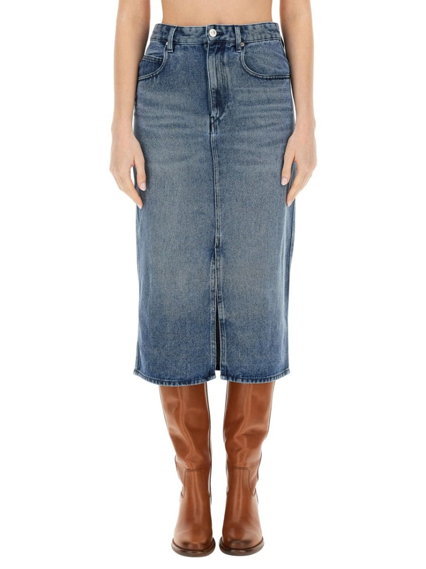 Isabel Marant Tilauria Lyocell-Blend Front Slit Midi Skirt