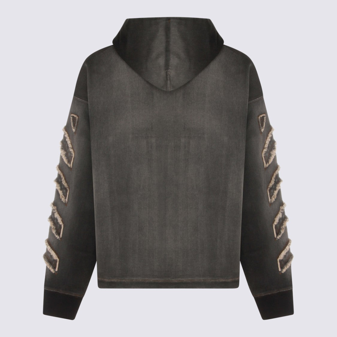 Off-White Hooded Jacket With Textured Chevron Patches