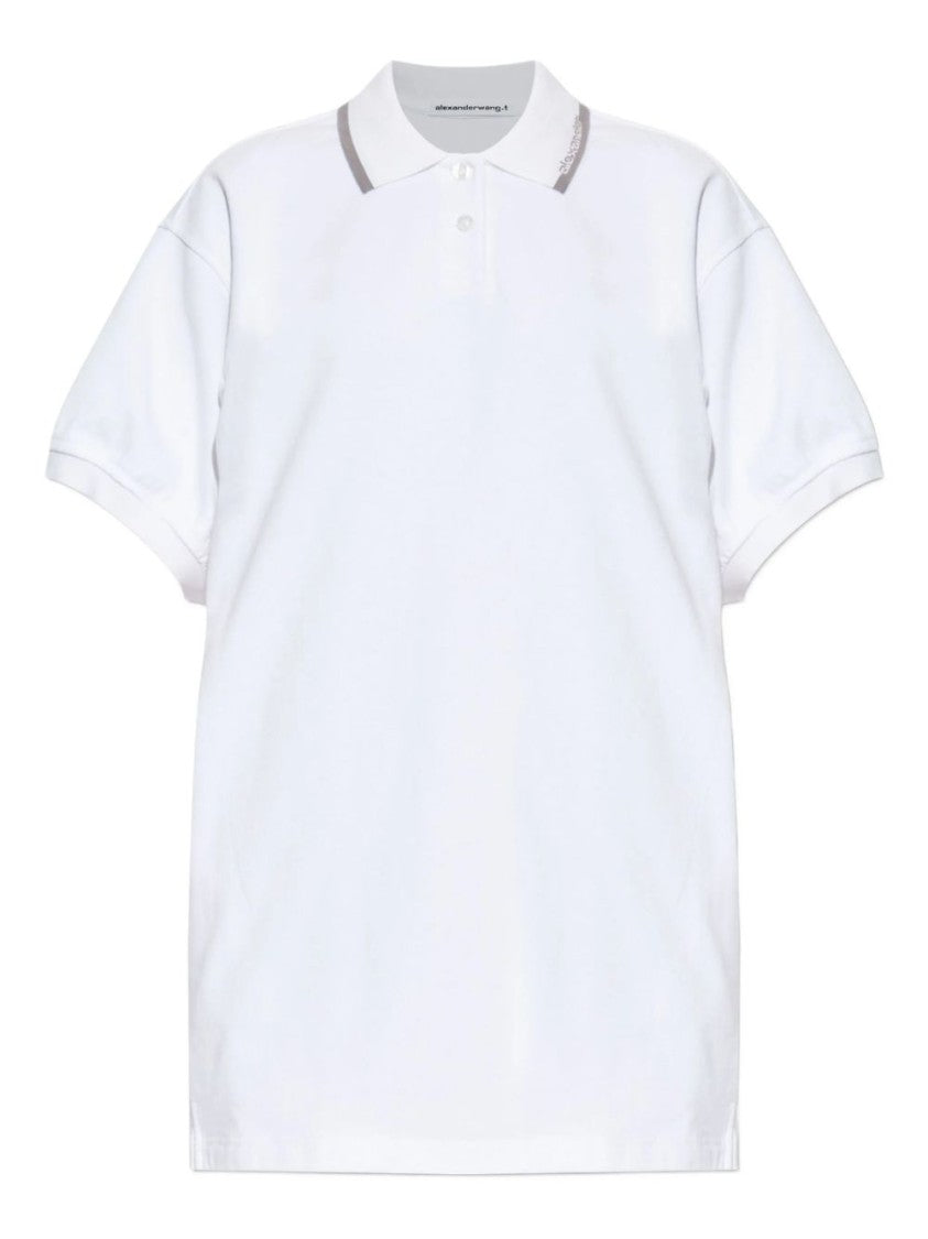 Alexander Wang Relaxed Polo Shirt Dress With Subtle Grey Trim