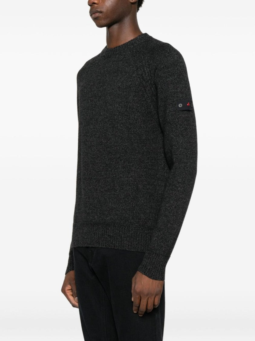 Peuterey Classic Black Sweater With Ribbed Cuffs